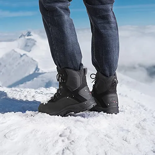 NORTIV 8 Men's 180411 Black Insulated Waterproof Construction Hiking Winter Snow Boots