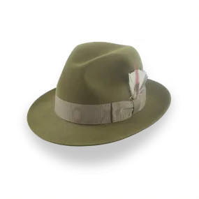 Olive Green Medium Brim Trilby Fedora in Fur Felt | The Phoenix