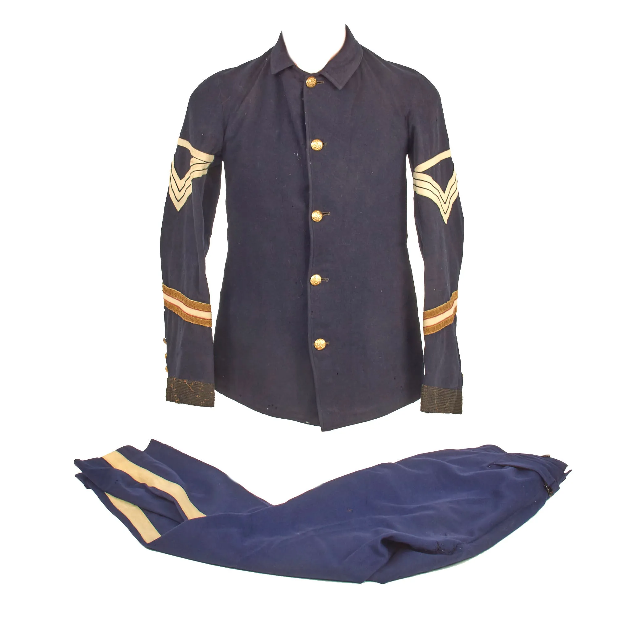 Original U.S. Indian Wars / Spanish-American War Federal Army Issue Pattern 1887 Quartermaster Sergeant Fatigue Sack Coat With Blue Trousers