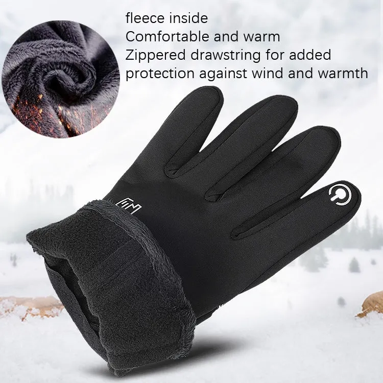 Outdoor Riding Windproof Cold-proof Zipper Gloves, Size: M(Black)