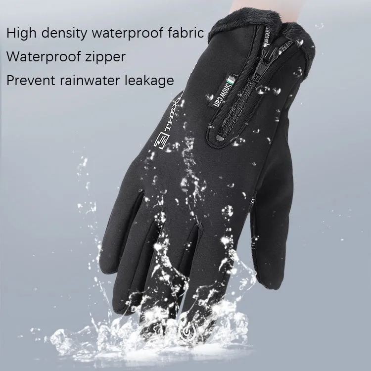 Outdoor Riding Windproof Cold-proof Zipper Gloves, Size: M(Black)