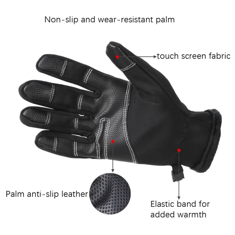 Outdoor Riding Windproof Cold-proof Zipper Gloves, Size: M(Black)