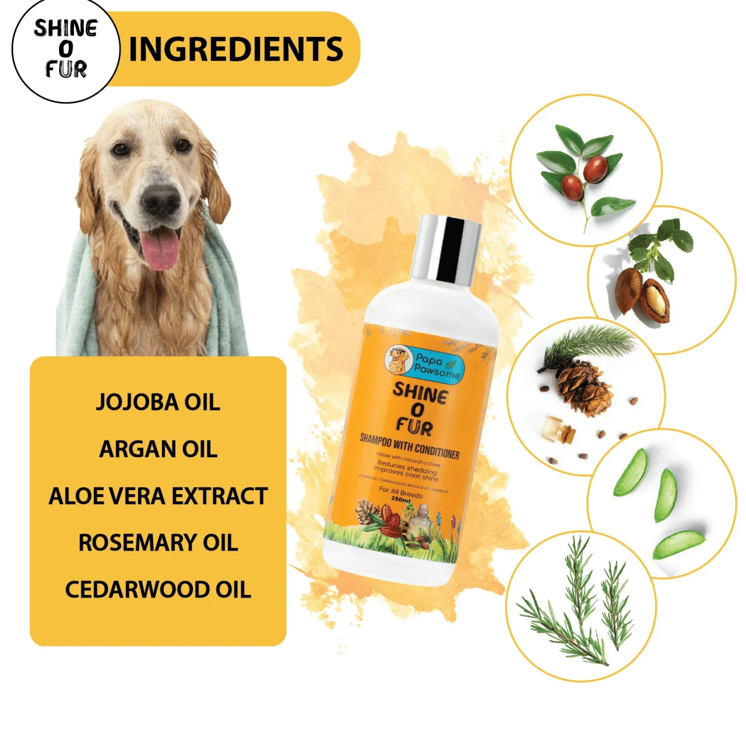 Papa Pawsome Shine O' Fur Shampoo with Conditioner for Dogs