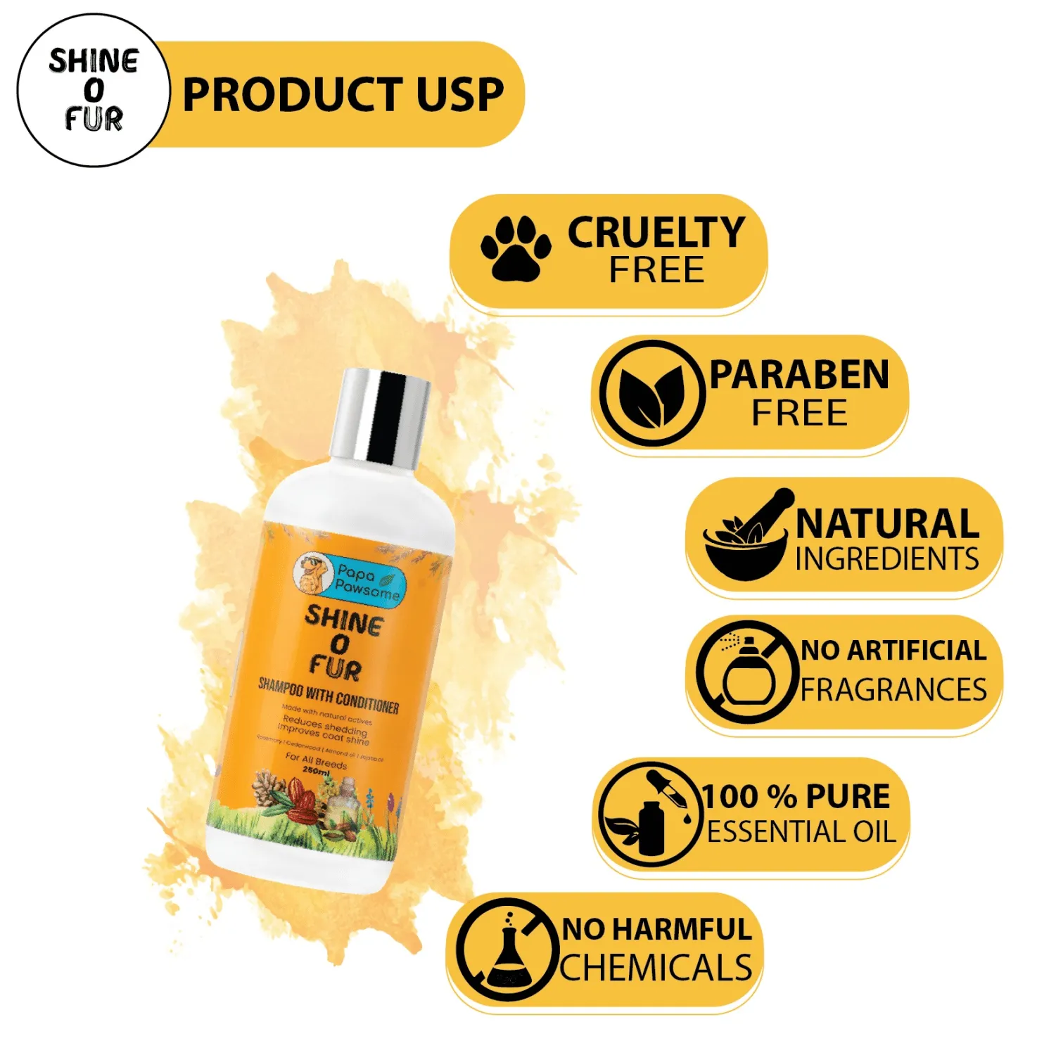 Papa Pawsome Shine O' Fur Shampoo with Conditioner for Dogs