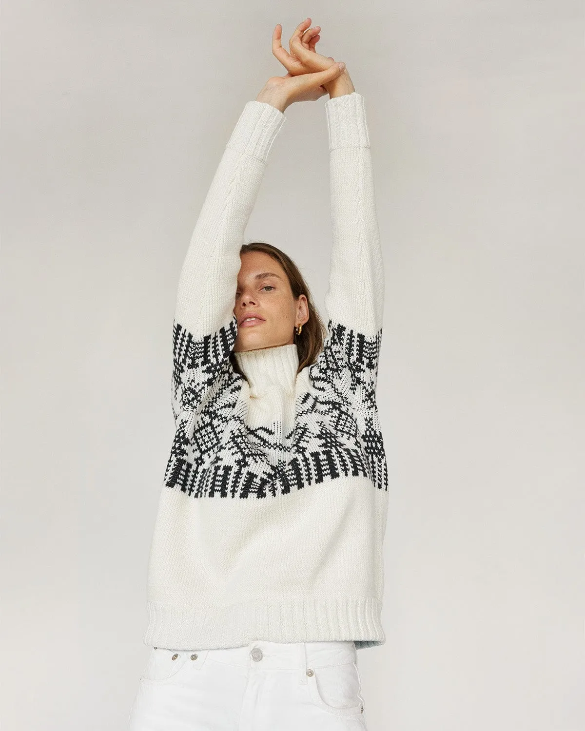 Pasaka: White Merino Wool Turtleneck