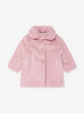 Paz Rodriguez Girls Faux Fur Coat in Pink