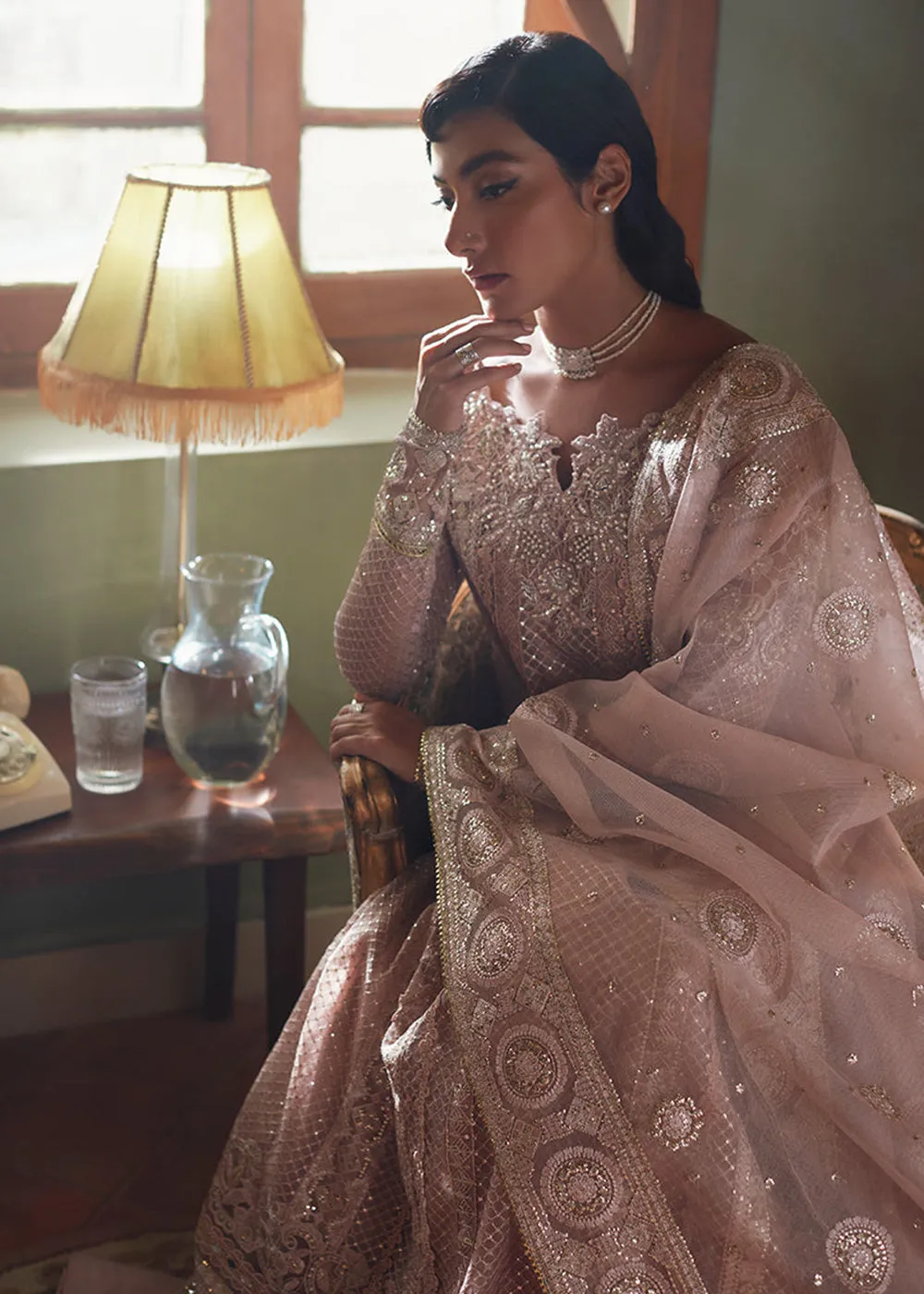 Pink Organza Net Pakistani Suit | Mushq | Qala Kamdaani | Inaya