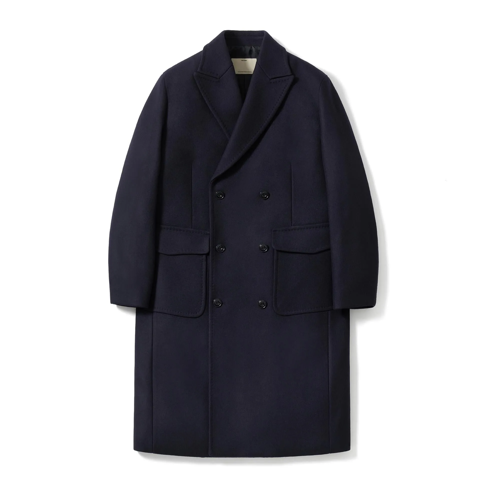 POTTERY Melton Wool Double Breasted Coat - Dark Navy