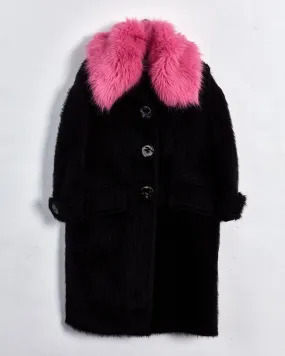 Prada fall '17 alpaca coat, black & pink, 6