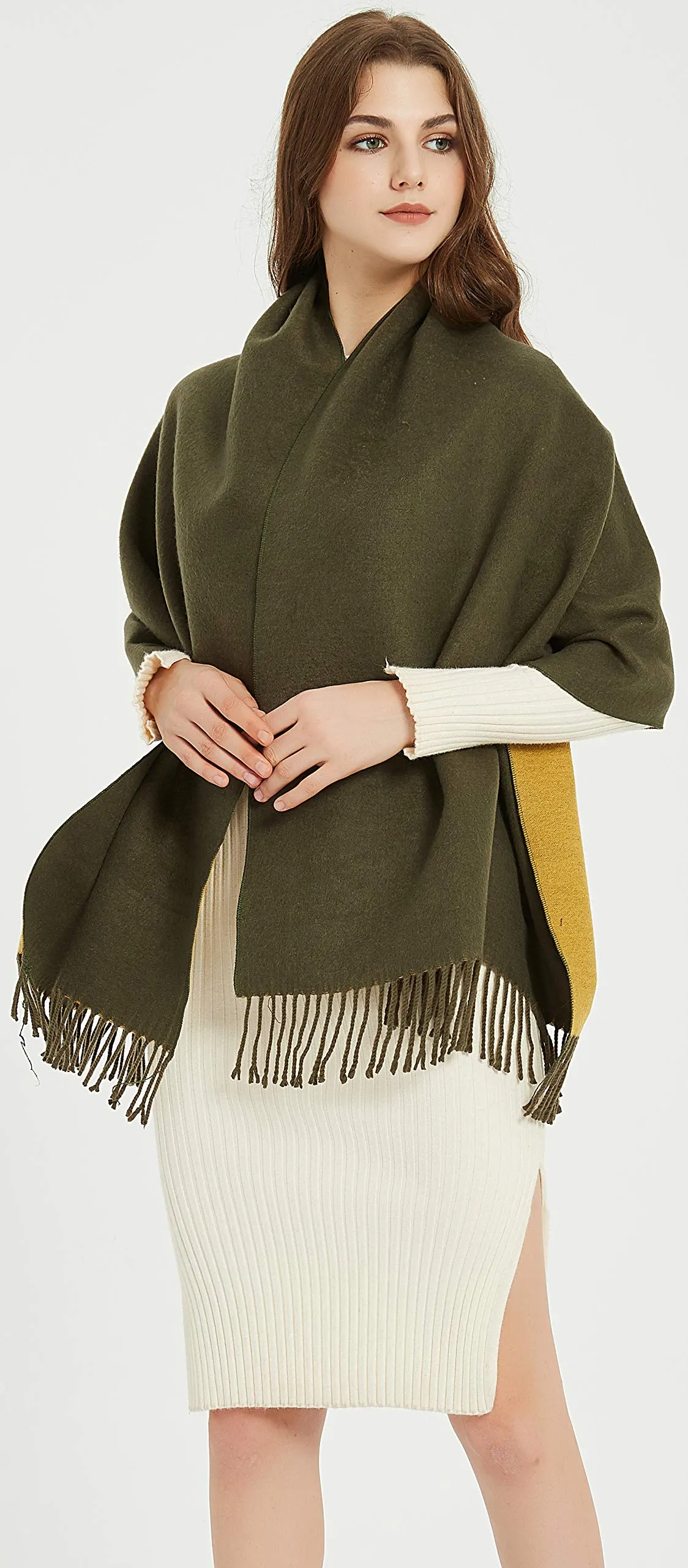 Premium Soft Elegant 2 Tone Virgin Wool Scarf Shawl Wrap