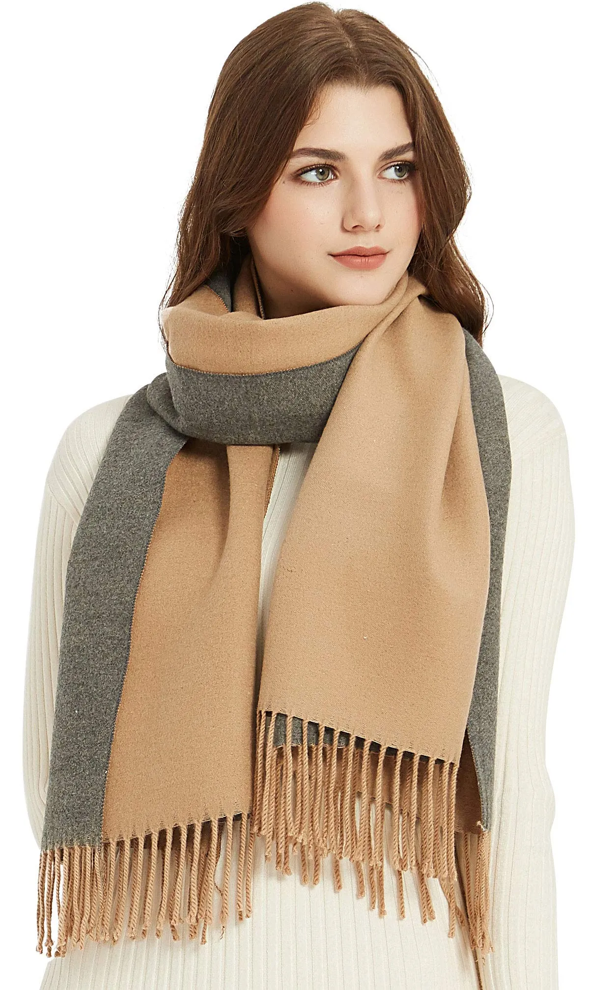 Premium Soft Elegant 2 Tone Virgin Wool Scarf Shawl Wrap