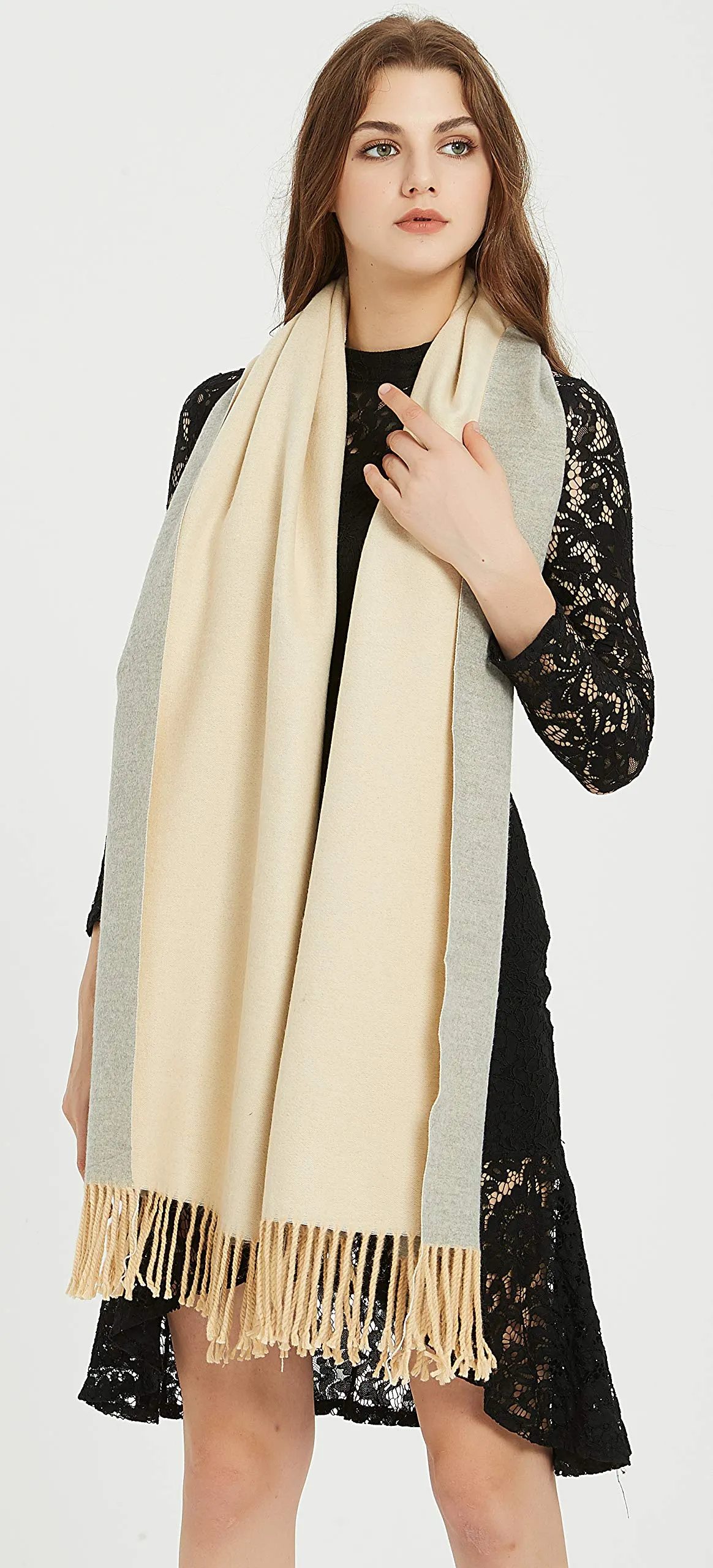 Premium Soft Elegant 2 Tone Virgin Wool Scarf Shawl Wrap