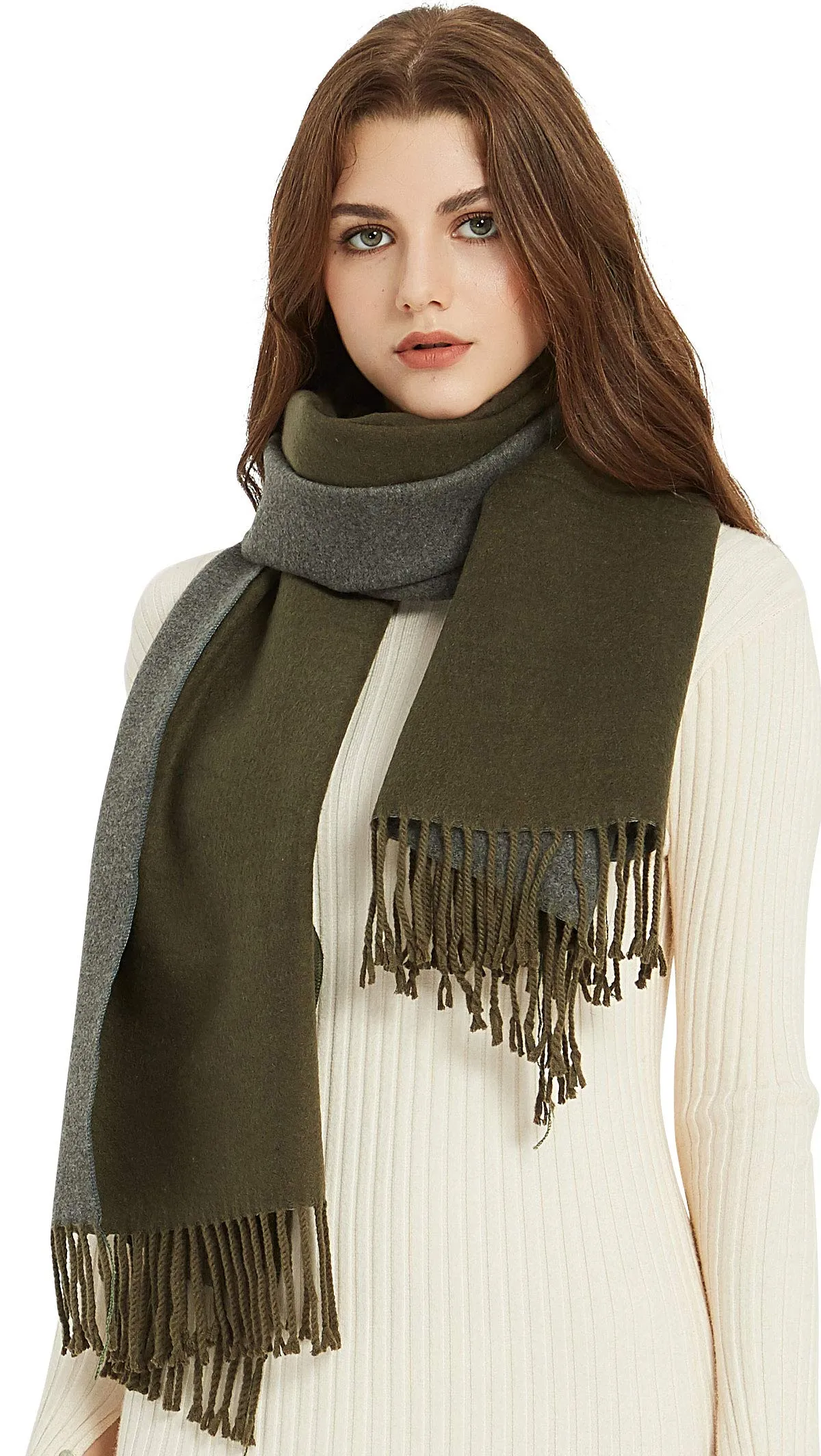 Premium Soft Elegant 2 Tone Virgin Wool Scarf Shawl Wrap