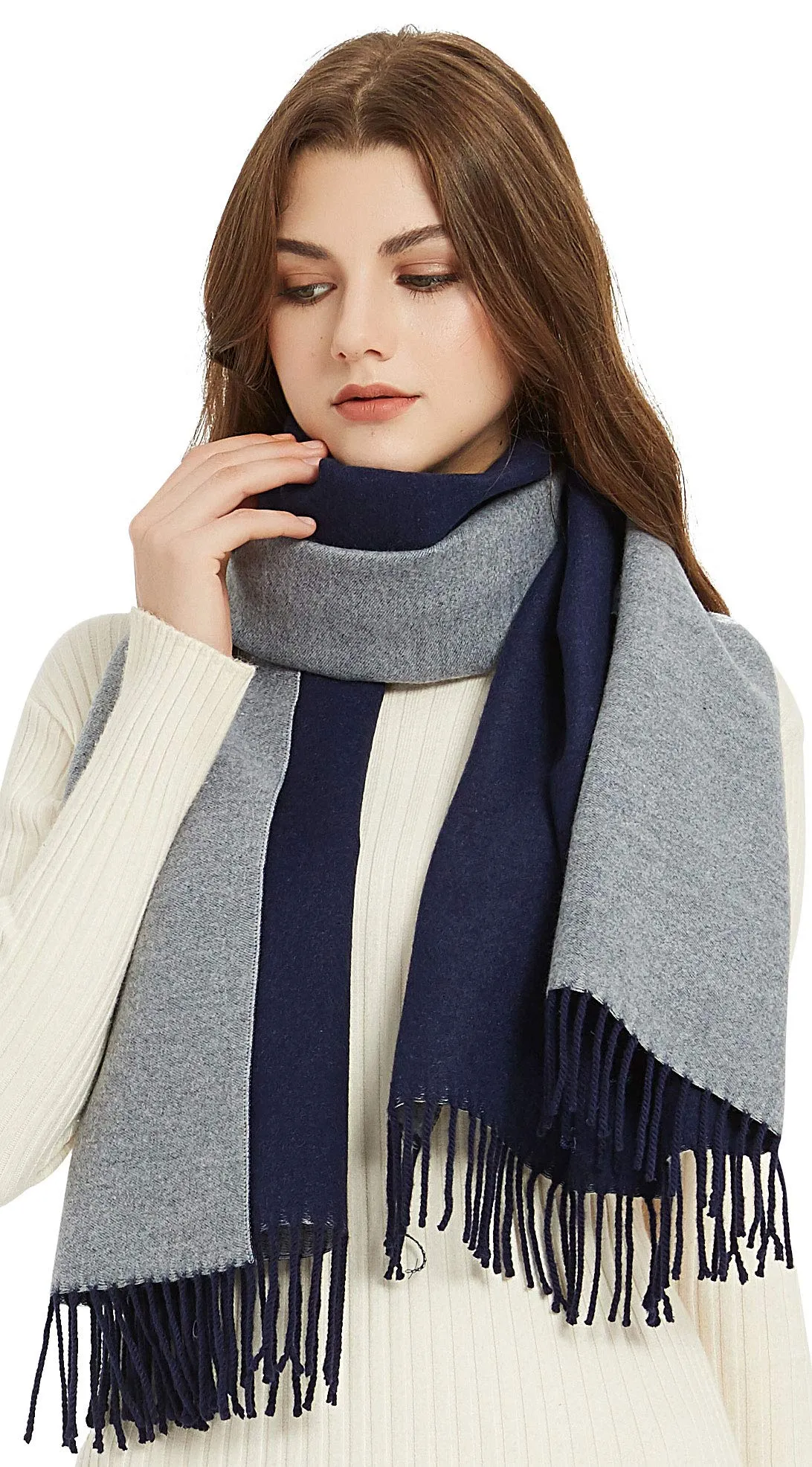 Premium Soft Elegant 2 Tone Virgin Wool Scarf Shawl Wrap