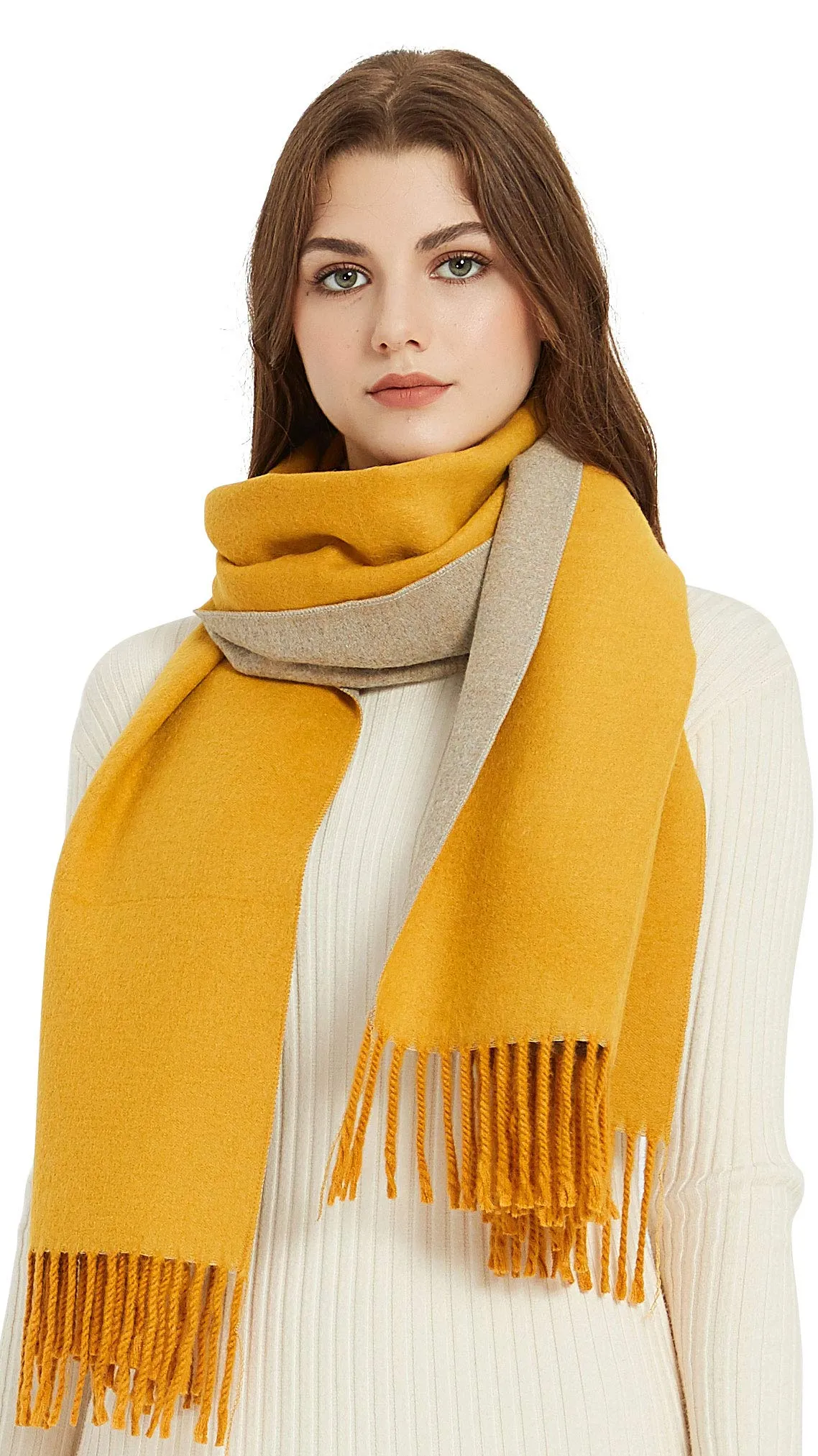 Premium Soft Elegant 2 Tone Virgin Wool Scarf Shawl Wrap