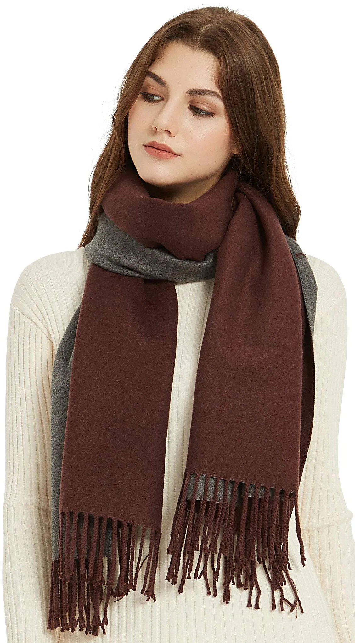 Premium Soft Elegant 2 Tone Virgin Wool Scarf Shawl Wrap