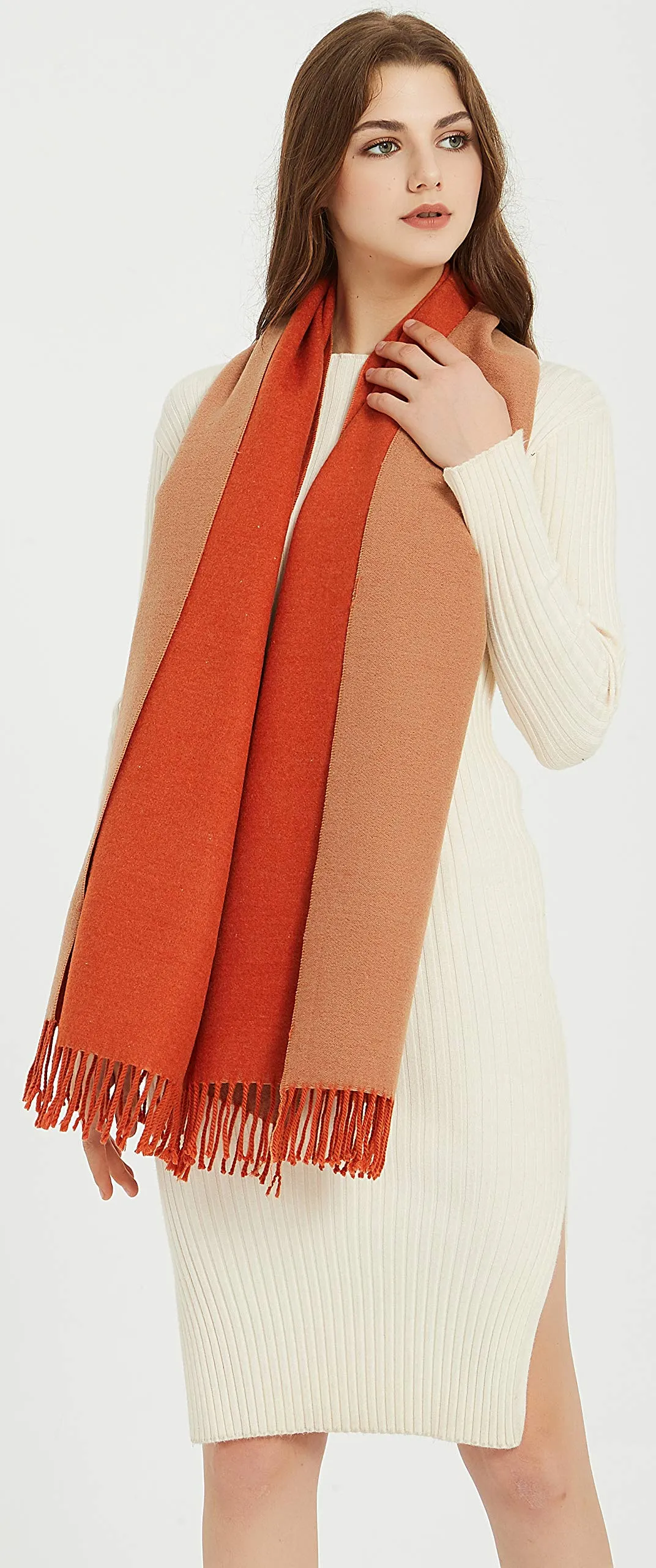 Premium Soft Elegant 2 Tone Virgin Wool Scarf Shawl Wrap