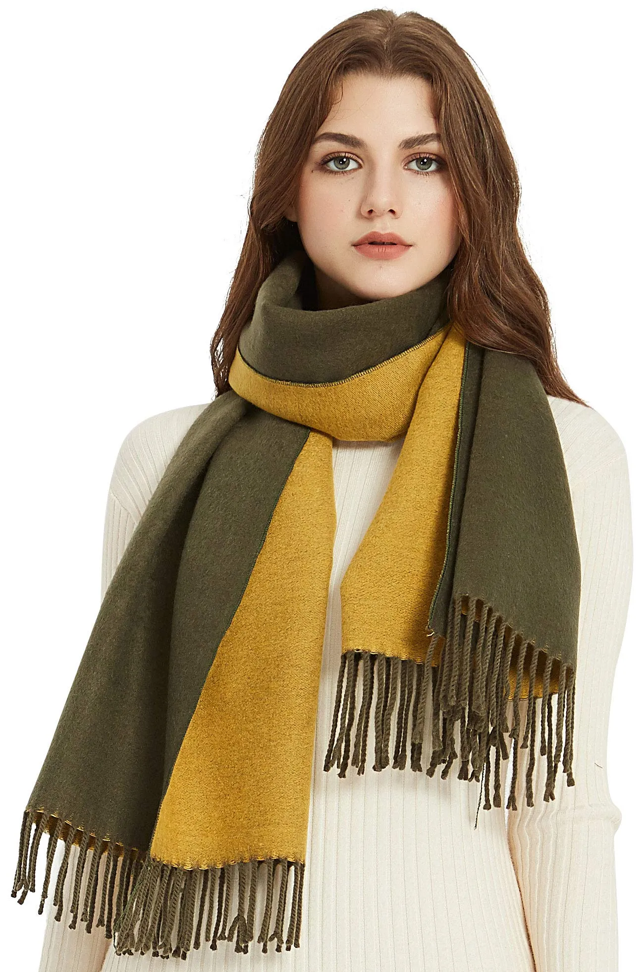 Premium Soft Elegant 2 Tone Virgin Wool Scarf Shawl Wrap