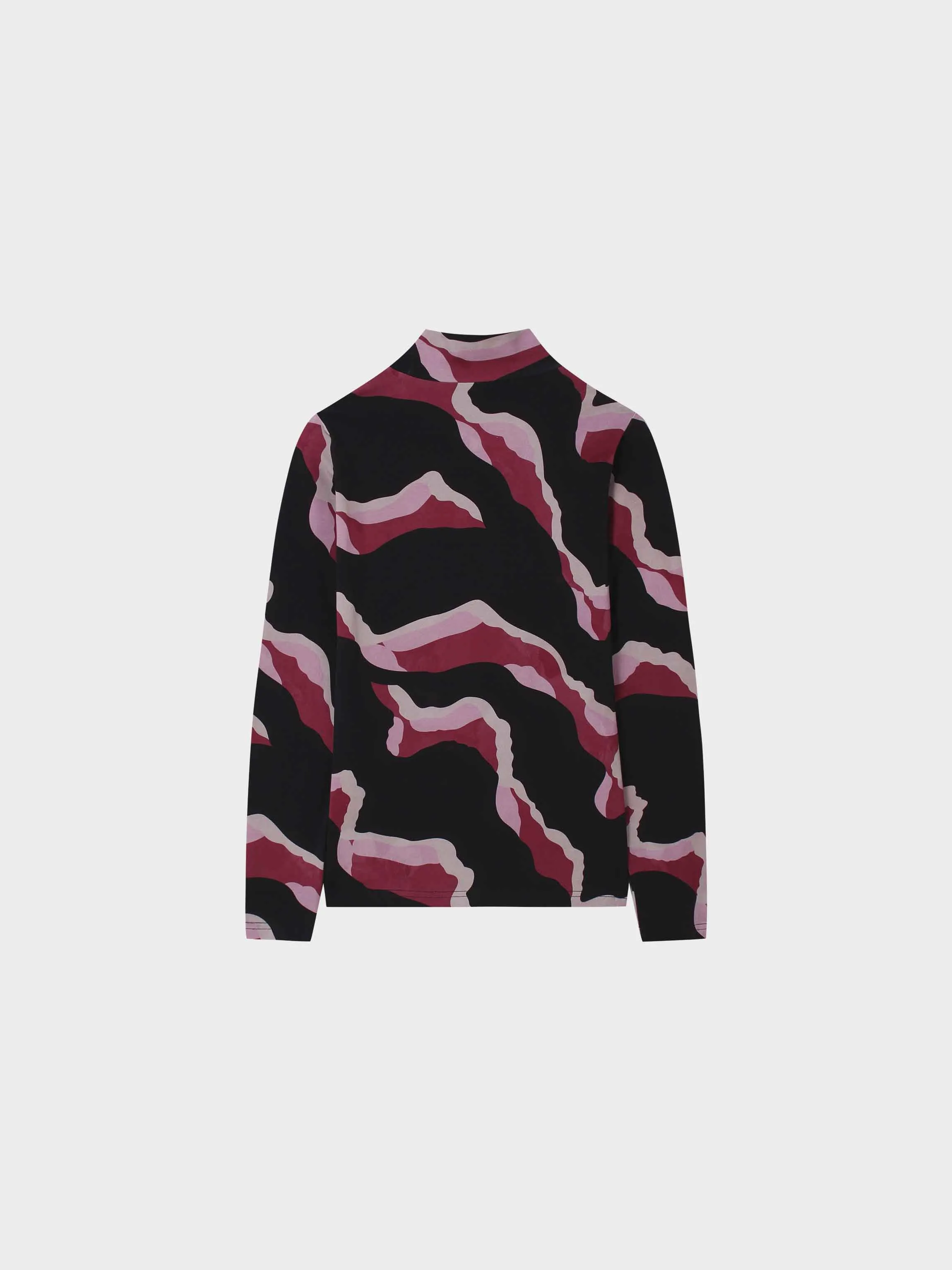 Printed Modal Turtleneck-Pink Lightning