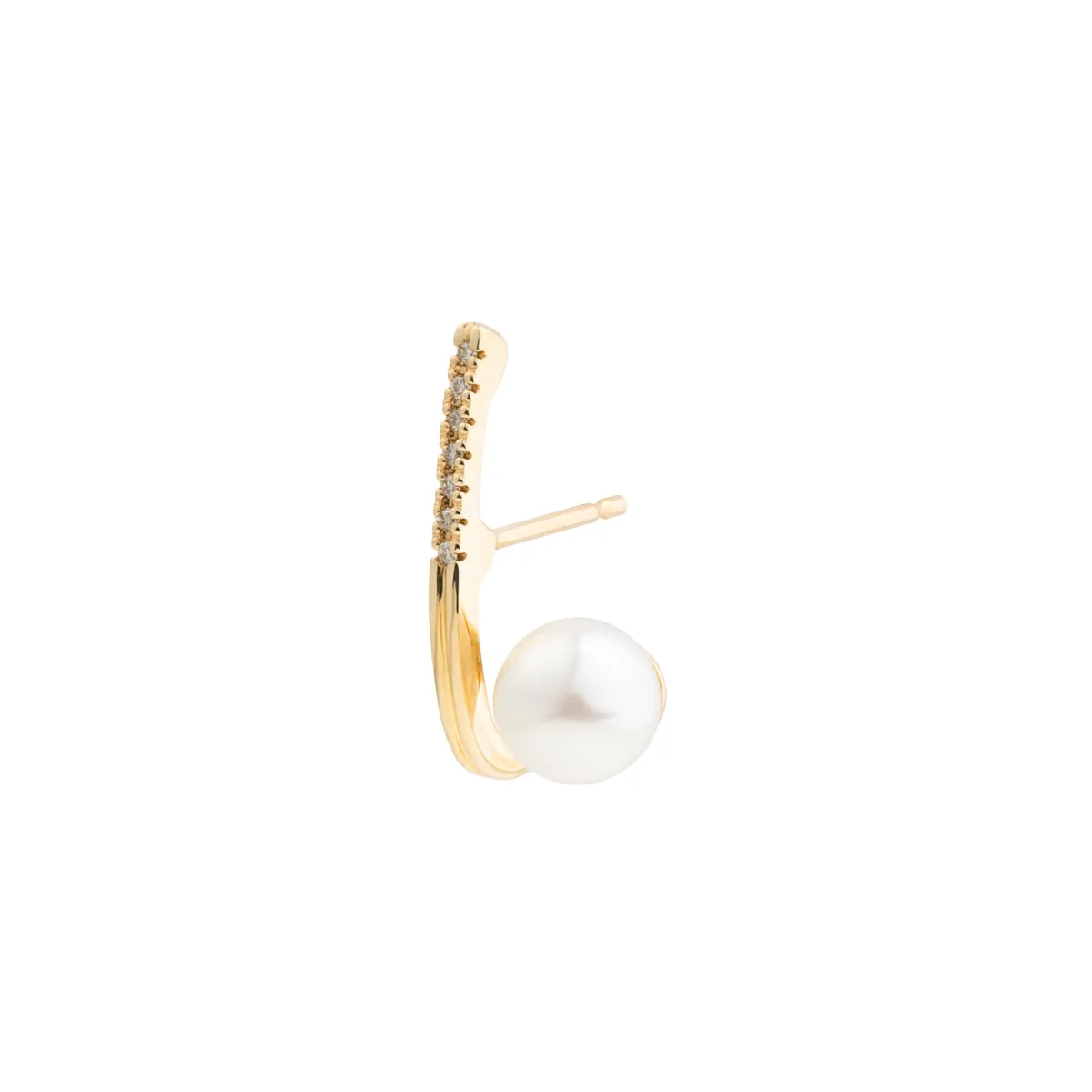 "Drosera"  Diamond Akoya Pearl Earring for Left ear