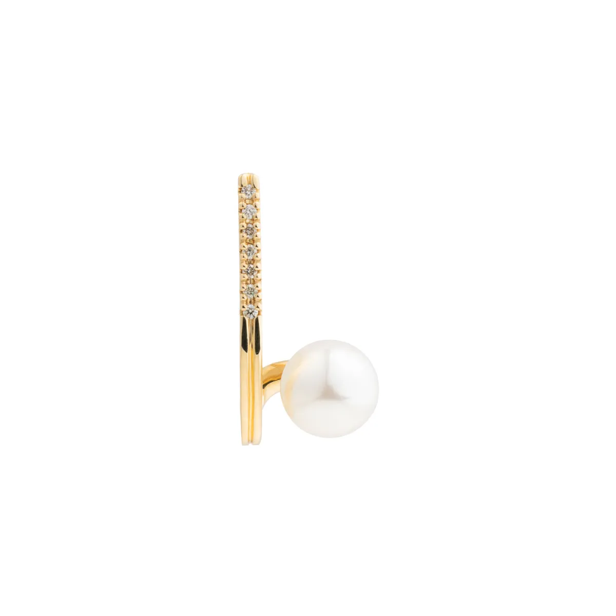 "Drosera"  Diamond Akoya Pearl Earring for Left ear