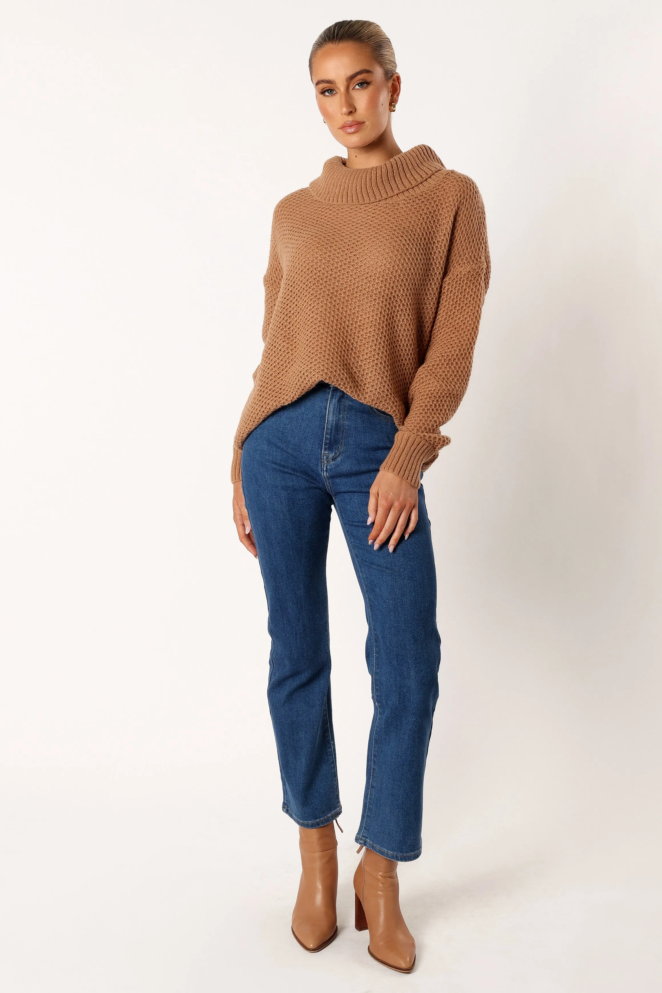 Rayne Turtleneck Knit Sweater - Beige