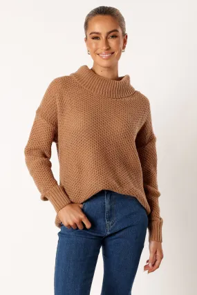 Rayne Turtleneck Knit Sweater - Beige