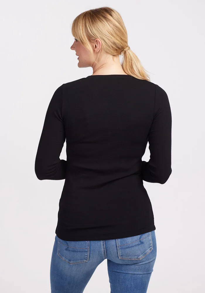 Reese Ribbed Henley - Black