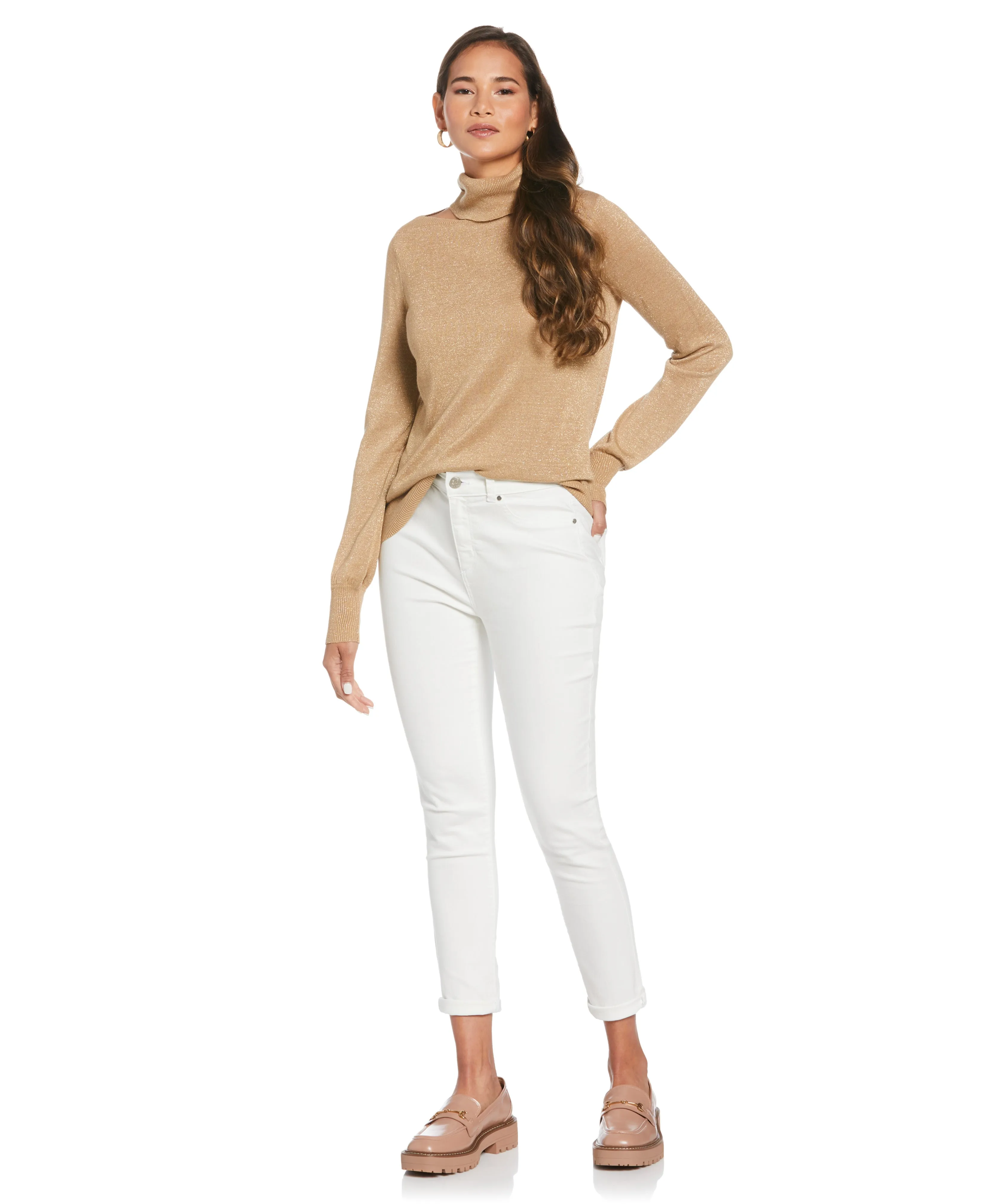 Rib Trim Cut Out Sweater