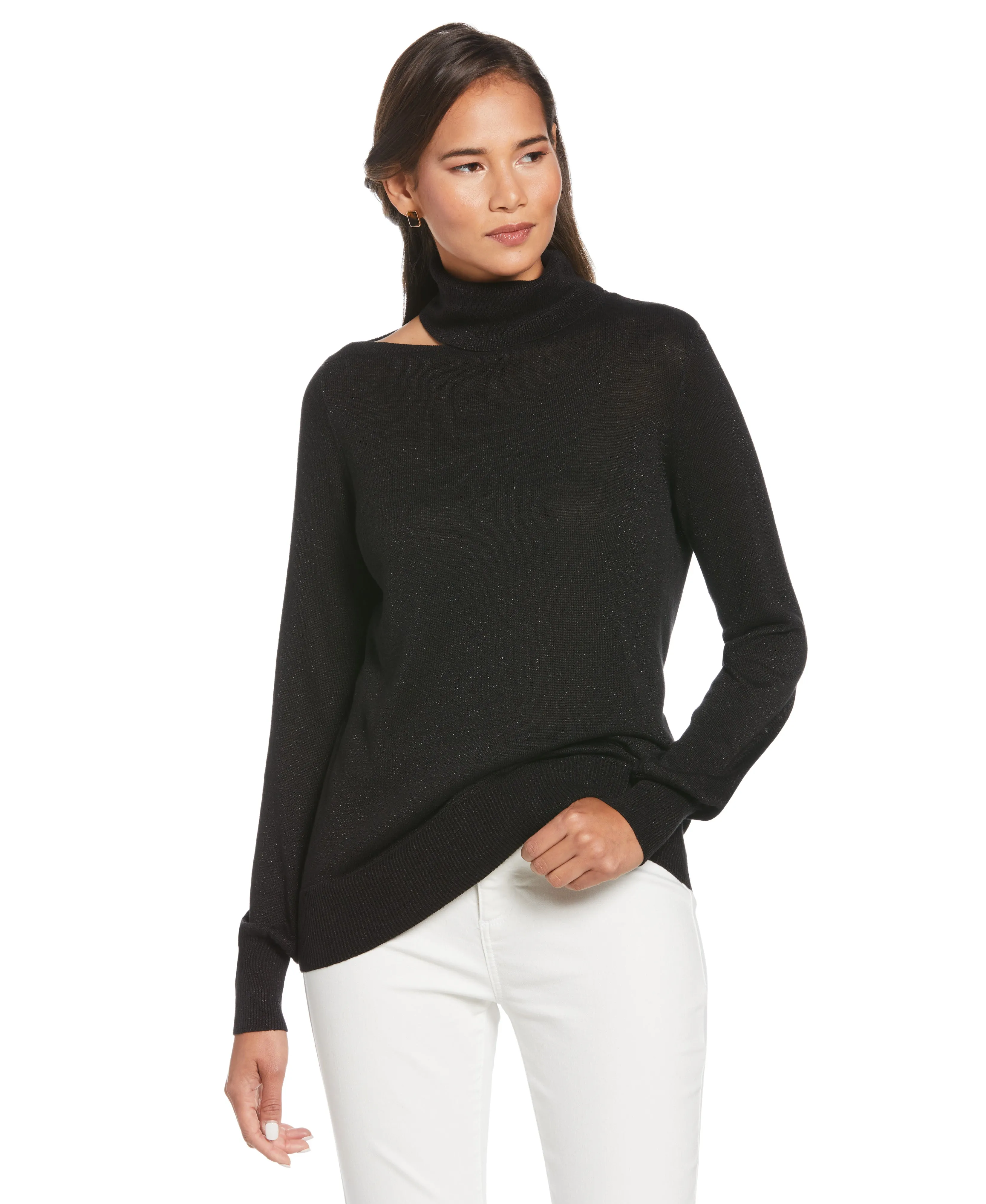 Rib Trim Cut Out Sweater