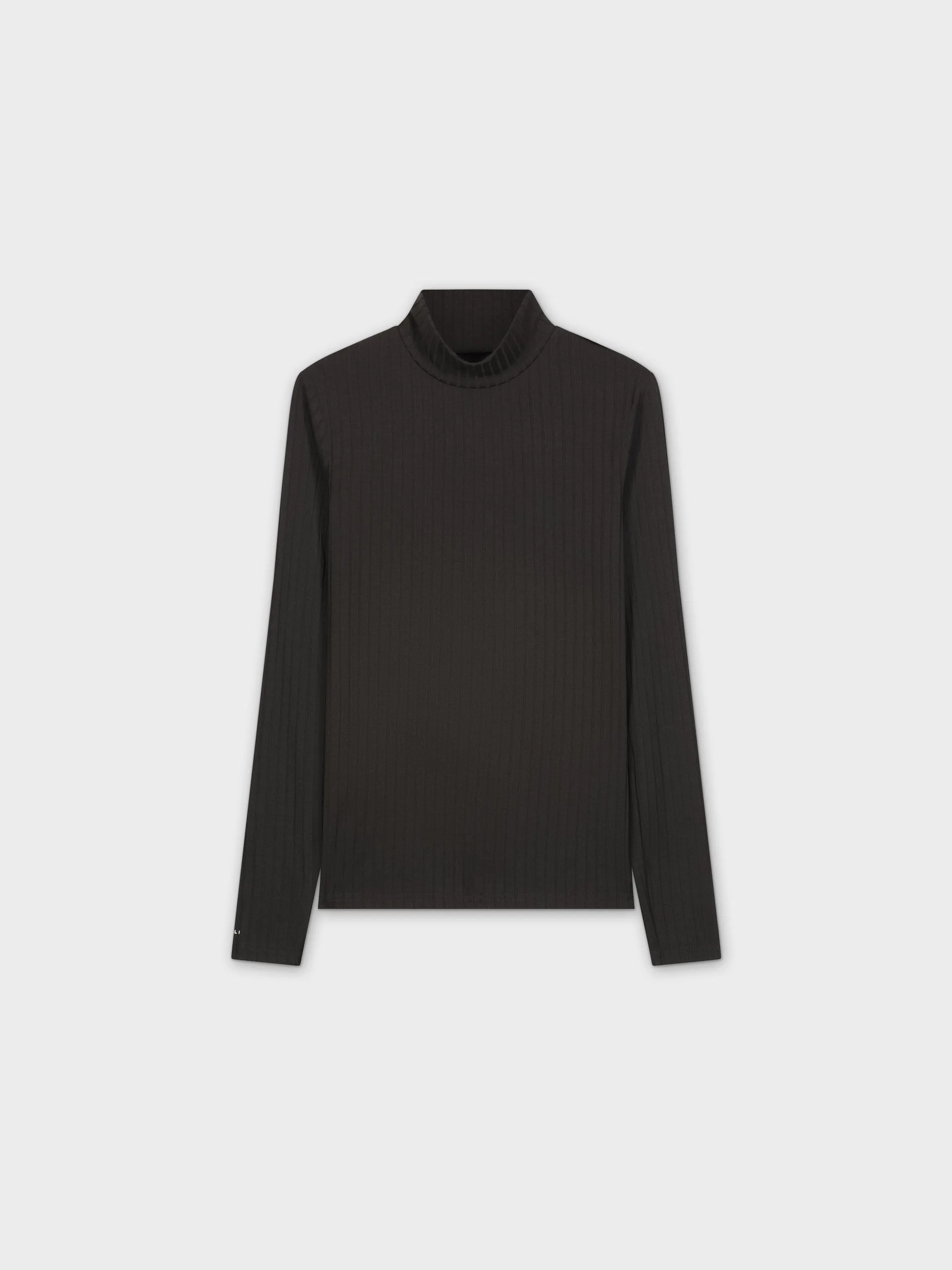 RIBBED JERSEY TURTLENECK-BLACK