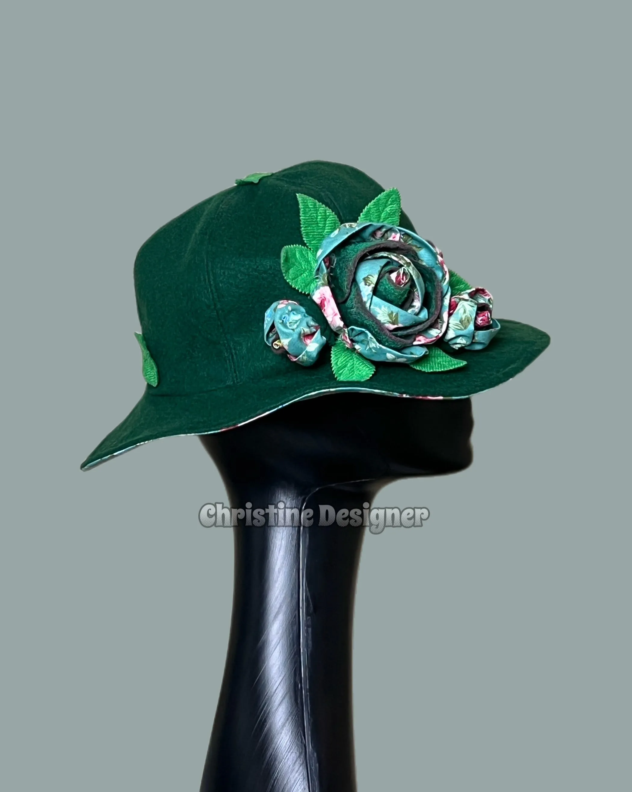 Romantic Cloche green hat matching coat