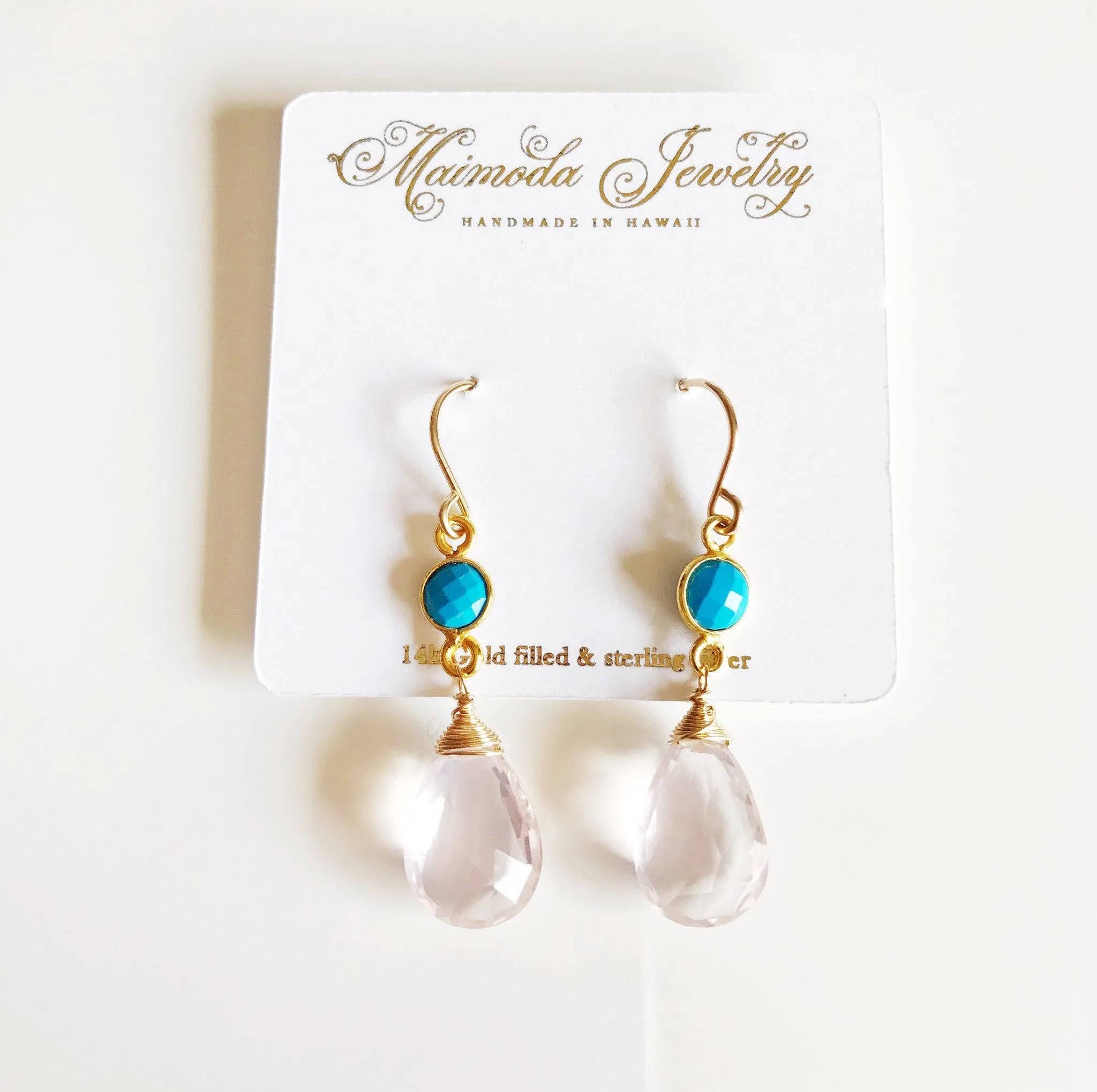 Rose quartz & turquoise earrings