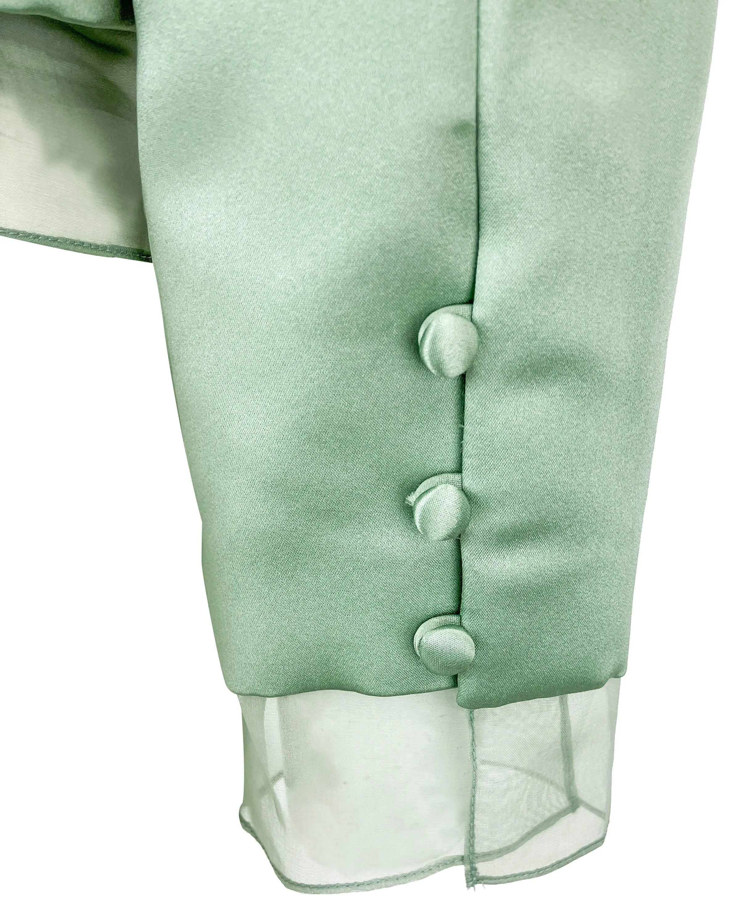 Rosie Assoulin Pretty Pleats Turtleneck with Organza in Sage