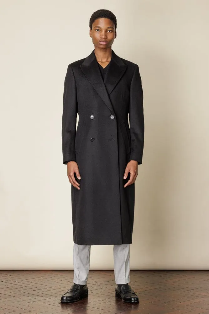 (RTW) Double Breasted Broad Peak Coat  - Black Wool