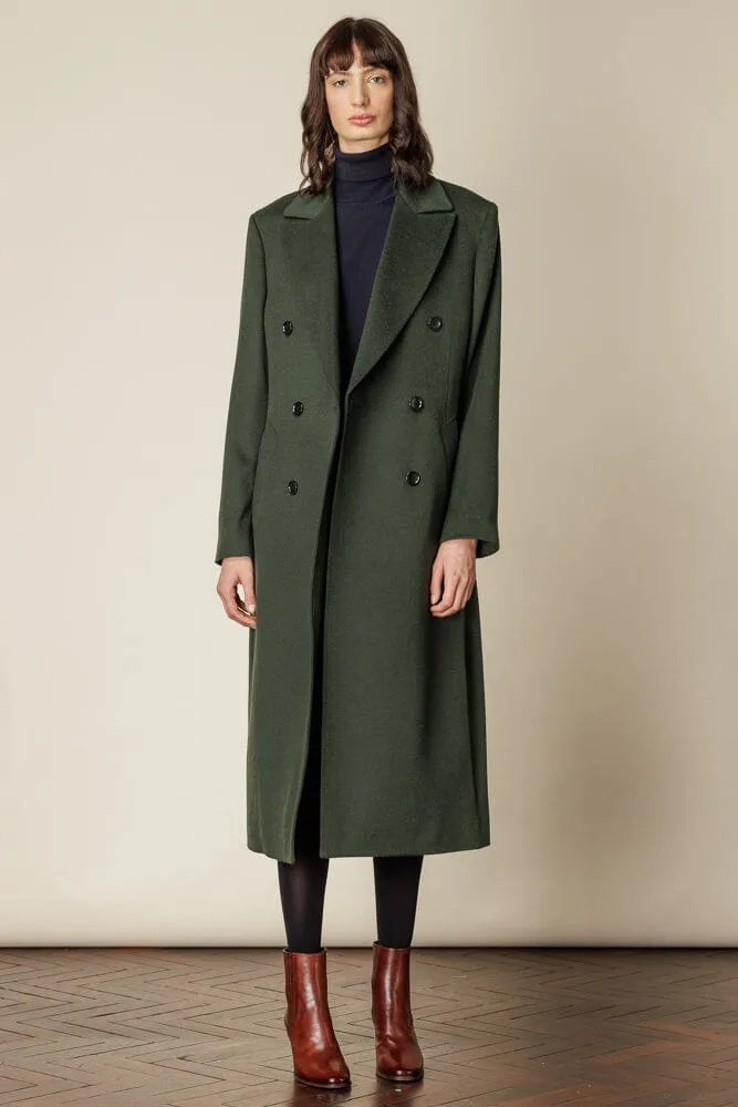 (RTW) Long 6 Button Double Breasted Broad Peak Coat  - Olive Wool