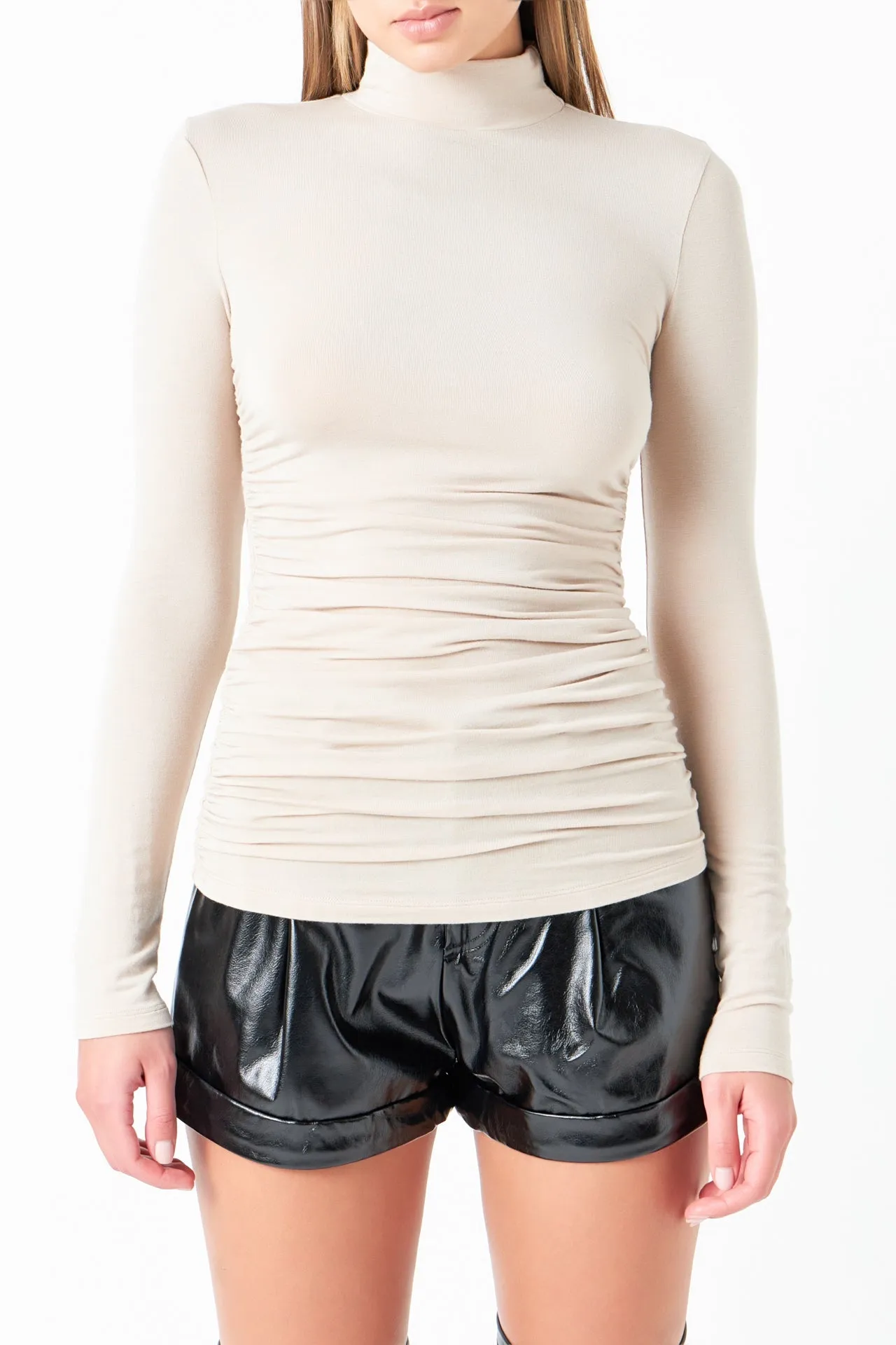 Ruched Turtleneck Top