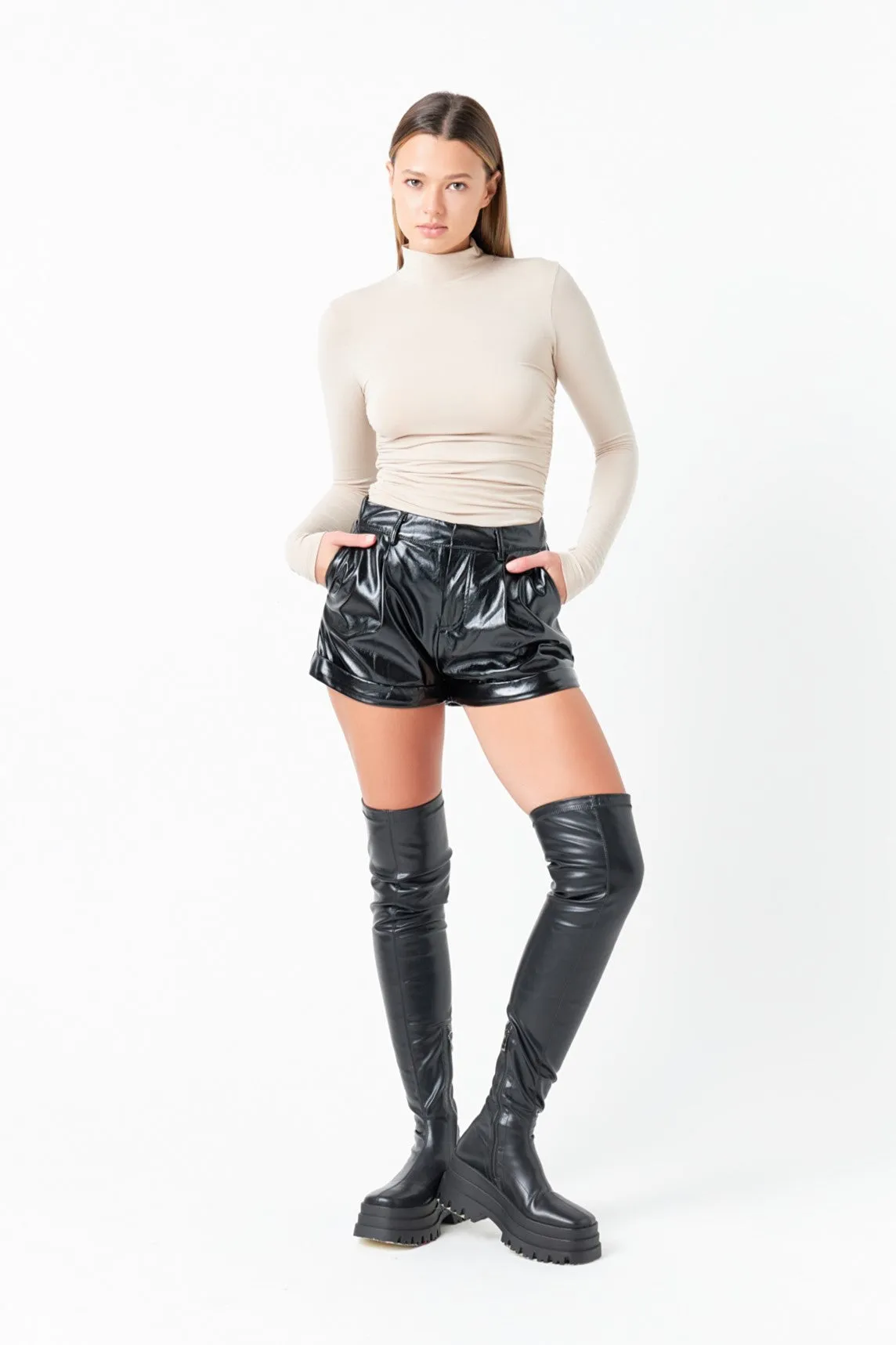 Ruched Turtleneck Top