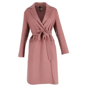 'S Max Mara Poldo Belted Long-Sleeved Coat in Pink Wool