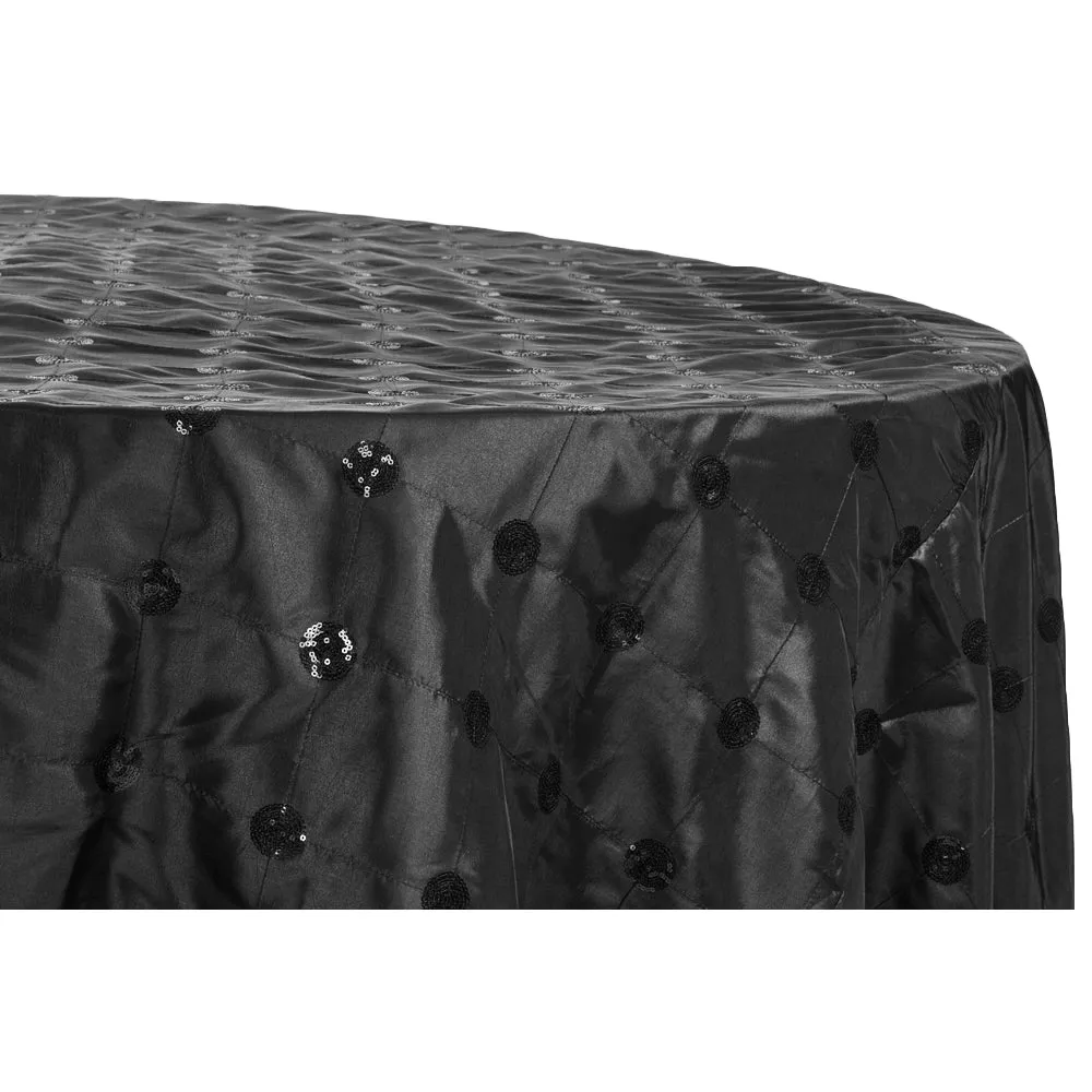 Sequin Embroidery Taffeta 120" Round Tablecloth - Black