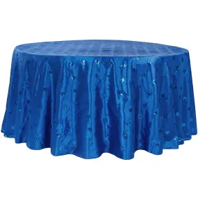 Sequin Embroidery Taffeta 120" Round Tablecloth - Royal Blue