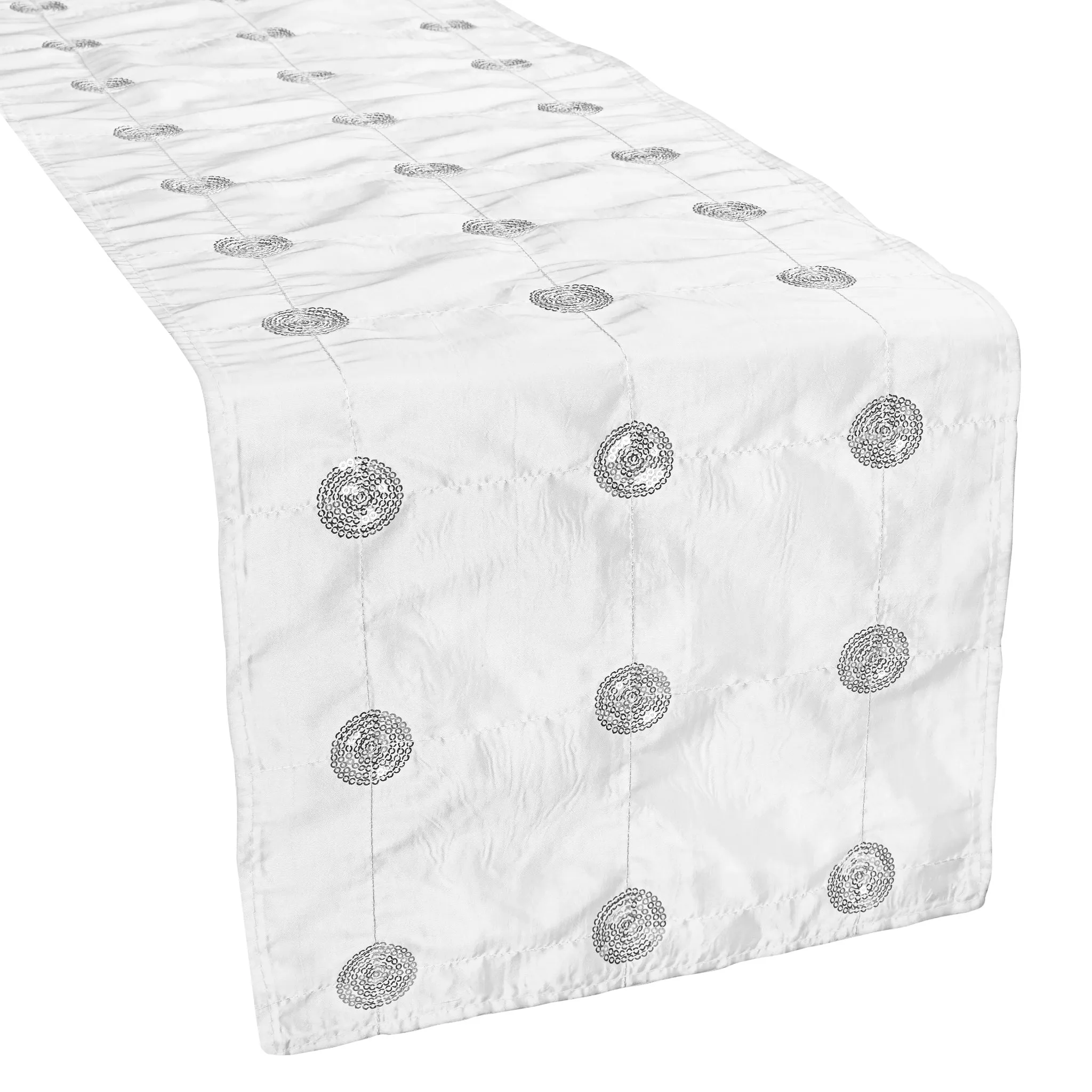 Sequin Taffeta Table Runner - White