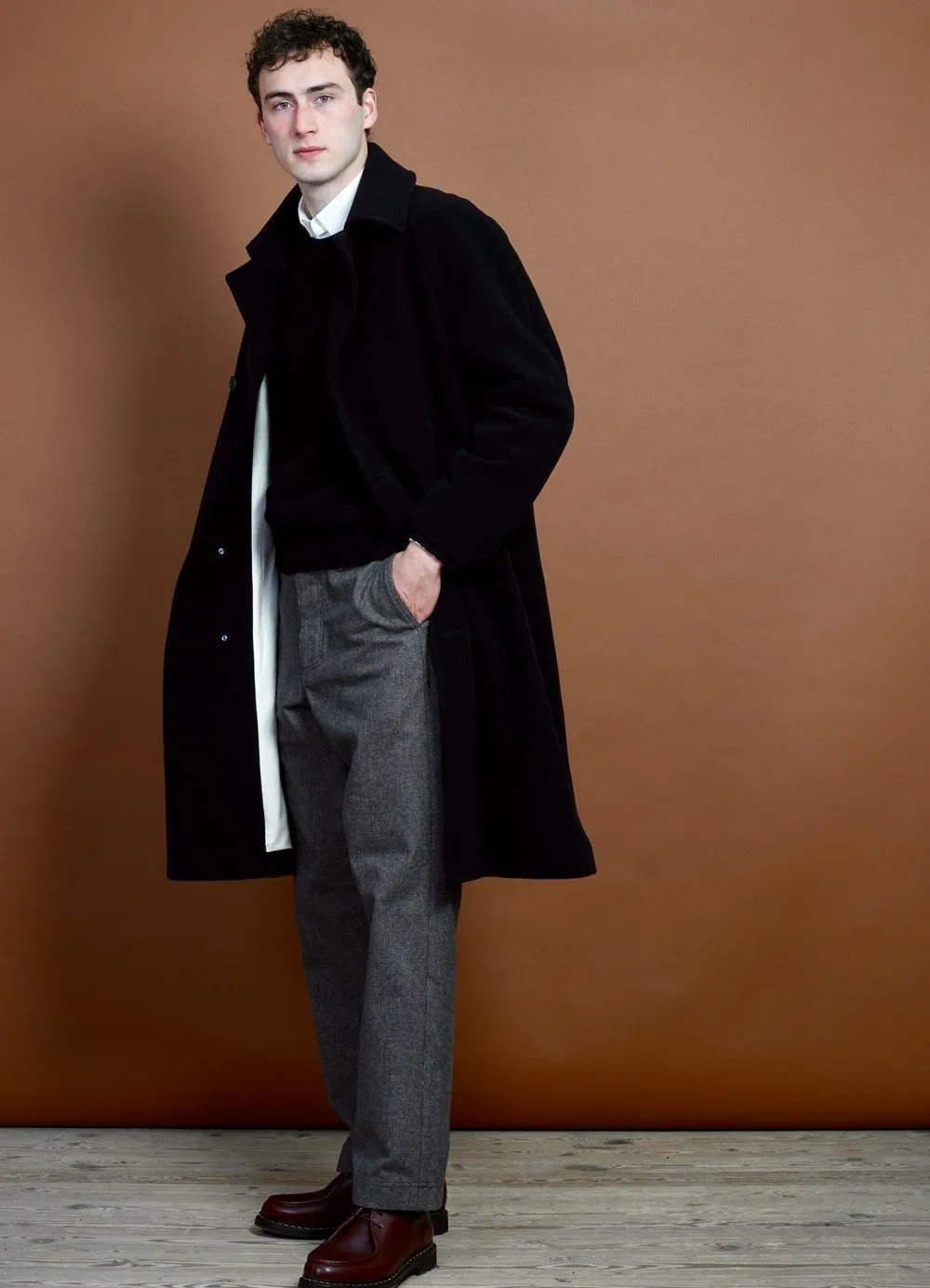 SIGURD | Long Lined Wool Coat | Black