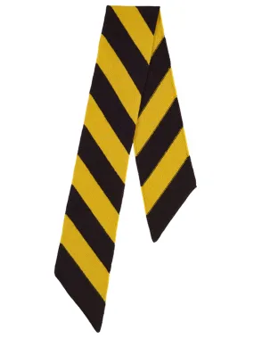 Small Wide Stripe Diagonal Scarf Black & Turmeric