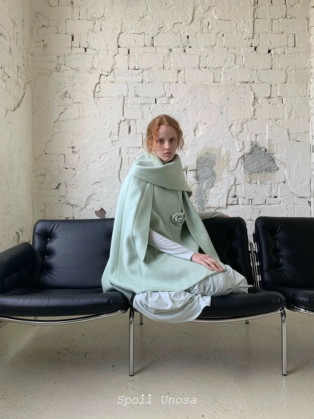 [SPOII UNOSA] Love Myself Mint Aesthetic Wool Coat Maxi Dress Set