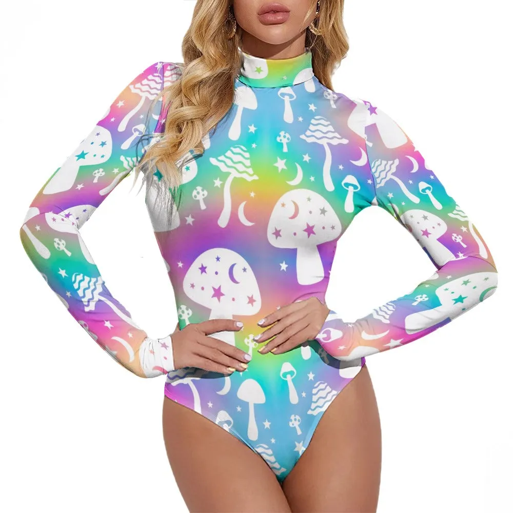 Stellar Mushrooms Turtleneck Long Sleeve Bodysuit