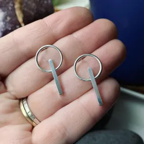 Sterling Silver Circle/Line Post Earrings