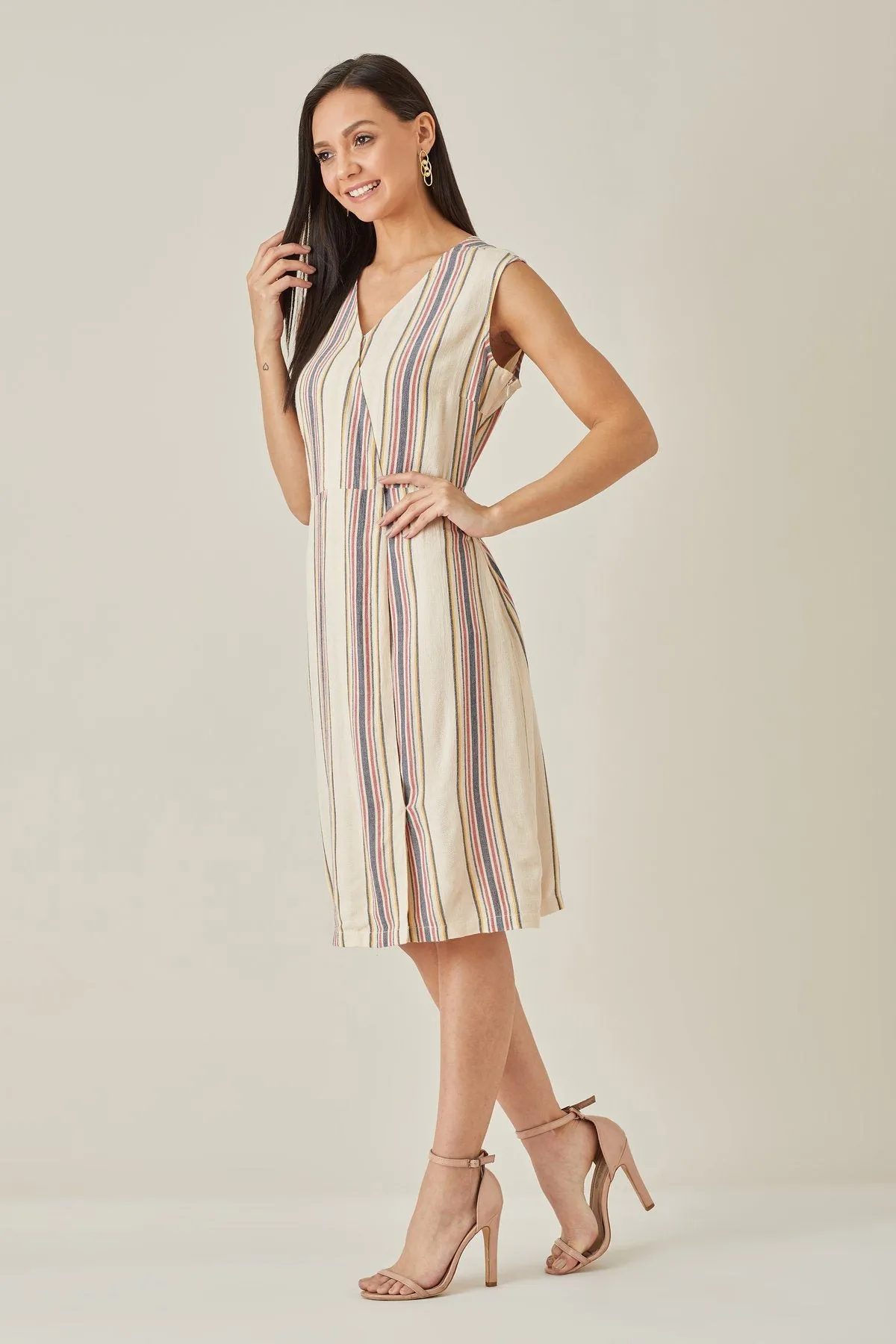 Striped Sheath Dress for Ladies workwear