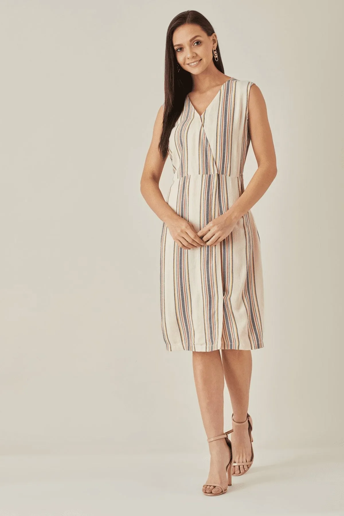 Striped Sheath Dress for Ladies workwear