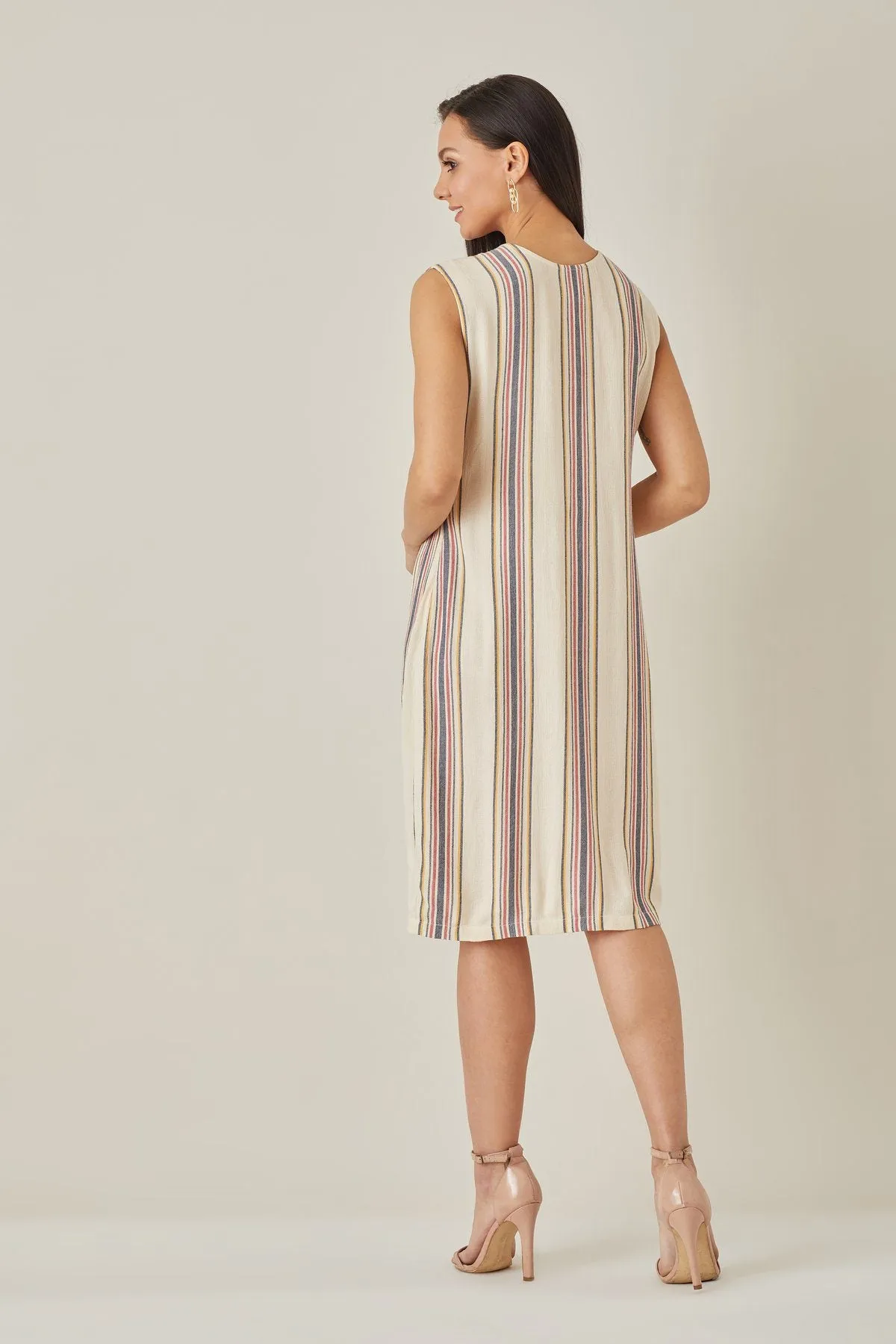 Striped Sheath Dress for Ladies workwear